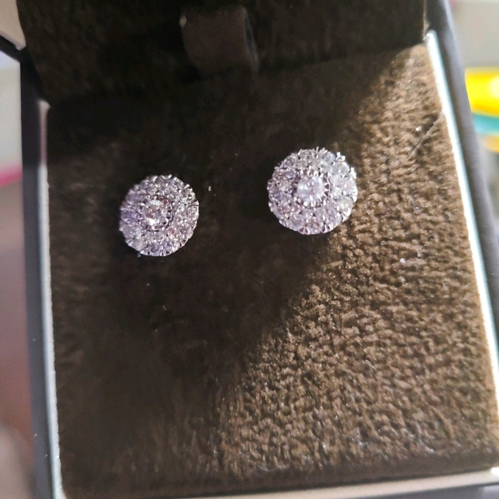 14k 1ct diamond cluster earrings